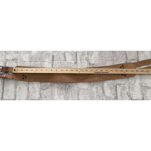 VTG Divided H&M Vintage Brown Leather Double Buckle Wide Waist Cinch Belt Sz S main image 9